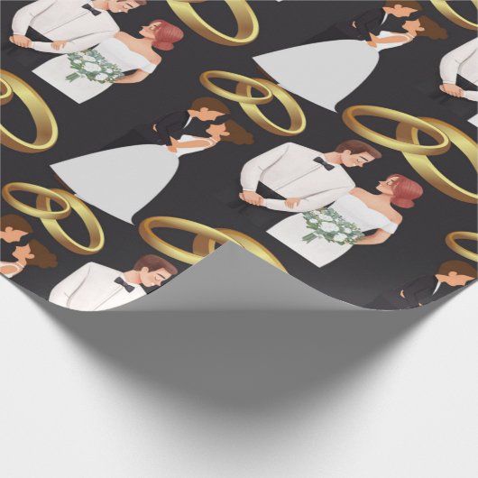 MODERNE RINGS Hochzeitstag Geschenkpapier (Ecke)