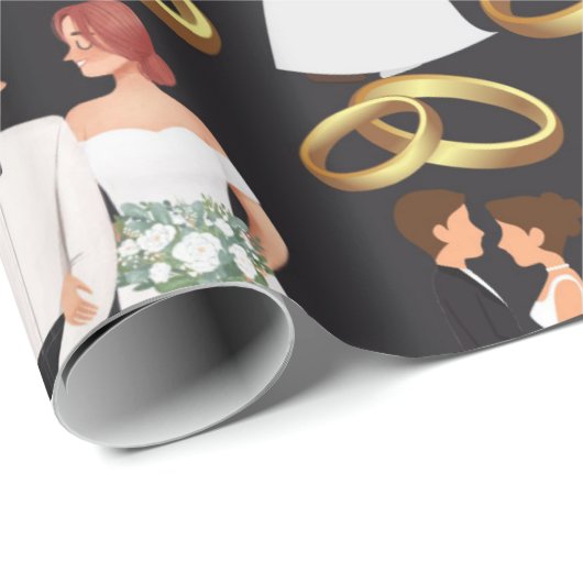 MODERNE RINGS Hochzeitstag Geschenkpapier (Rolleneckpunkt)