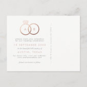 Moderne Rings Rose Gold Save the Date Postkarte (Rückseite)