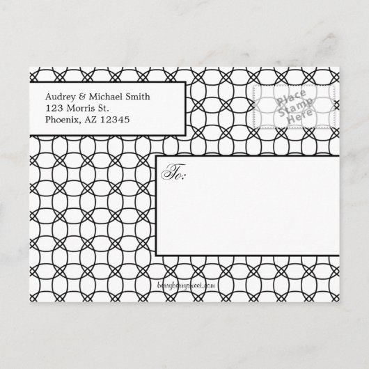 Moderne Rings Wedding Ankündigung/Save the Date Ankündigungspostkarte (Rückseite)