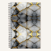 Moderne Rissige Gold Weiße und schwarze Marmor