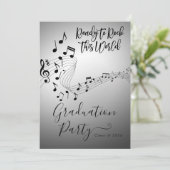 Moderne Rock Music Black & White Graduation Party Einladung (Stehend Vorderseite)