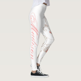 Moderne Rollen hören Tan Pink Name Valentine Leggings