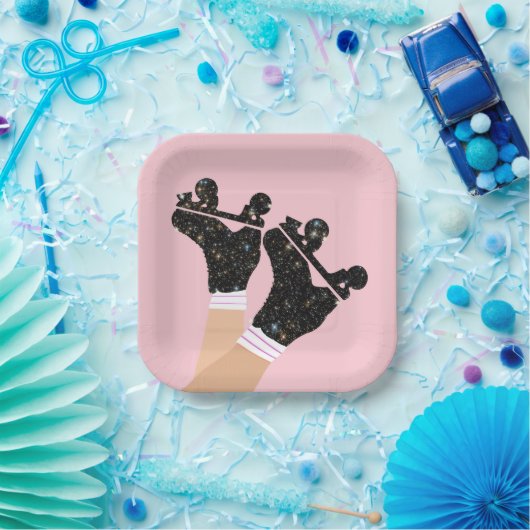 Moderne Roller-Skate Derby Pink Party Pappteller (Party)