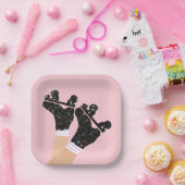 Moderne Roller-Skate Derby Pink Party Pappteller (Party)