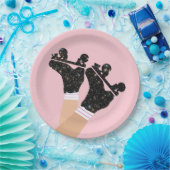 Moderne Roller Skate Derby Pink Party Pappteller (Party)