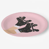 Moderne Roller Skate Derby Pink Party Pappteller (Schrägansicht)