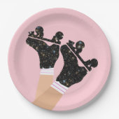 Moderne Roller Skate Derby Pink Party Pappteller (Vorderseite)
