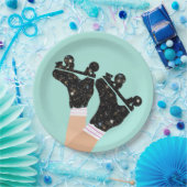 Moderne Roller-Skate Roller Derby Mint Pappteller (Party)