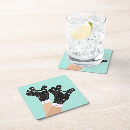 Moderne Roller-Skate Roller Derby Mint Rechteckiger Pappuntersetzer (Vor Ort)