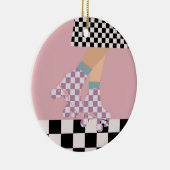 Moderne Roller Skaten Girl Art Karo Keramik Ornament (Rechts)