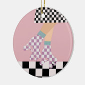 Moderne Roller Skaten Girl Art Karo Keramik Ornament (Links)