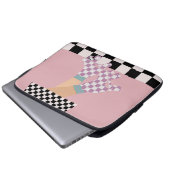 Moderne Roller Skaten Girl Art Karo Laptopschutzhülle (Vorne Knopf)