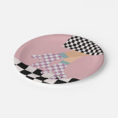 Moderne Roller Skaten Girl Art Karo Pappteller (Schrägansicht)