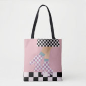 Moderne Roller Skaten Girl Art Karo Tasche (Vorderseite)