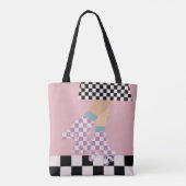 Moderne Roller Skaten Girl Art Karo Tasche (Rückseite)