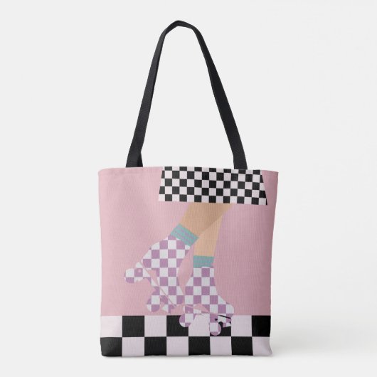 Moderne Roller Skaten Girl Art Karo Tasche (Rückseite)