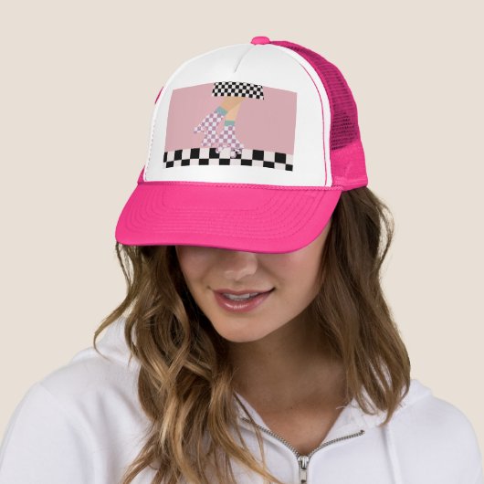 Moderne Roller Skaten Girl Art Karo Truckerkappe (Beispiel)