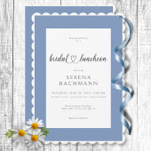 Moderne Romantik Blau & Weiß Bridal Luncheon Einladung