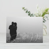 Moderne Romantik Drei Foto Save The Date (Stehend Vorderseite)