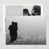 Moderne Romantik Drei Foto Save The Date (Vorne/Hinten)