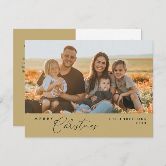 Moderne Romantik, frohe Weihnachten Familie Postca Postkarte (Vorne/Hinten)