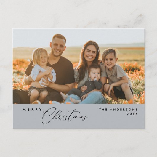 Moderne Romantik, frohe Weihnachten Familie Postca Postkarte (Vorderseite)