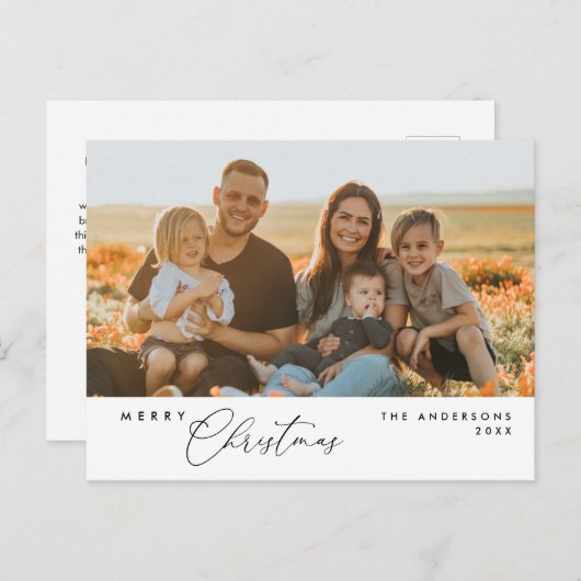 Moderne Romantik, frohe Weihnachten Familie Postca Postkarte (Vorne/Hinten)