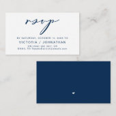 Moderne Romantik, Navy Blue, Wedding RSVP Begleitkarte (Vorne/Hinten)