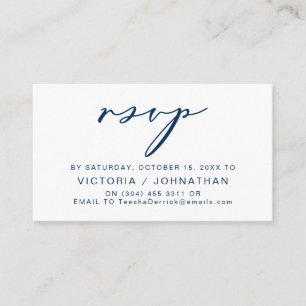 Moderne Romantik, Navy Blue, Wedding RSVP Begleitkarte