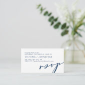 Moderne Romantik, NAVY BLUE, Wedding RSVP Begleitkarte (Stehend Vorderseite)