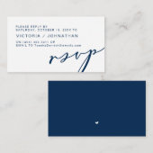 Moderne Romantik, NAVY BLUE, Wedding RSVP Begleitkarte (Vorne/Hinten)