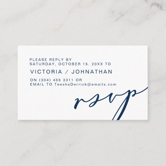 Moderne Romantik, NAVY BLUE, Wedding RSVP Begleitkarte (Vorderseite)