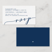 Moderne Romantik, NAVY BLUE, Wedding RSVP Begleitkarte (Vorne/Hinten)
