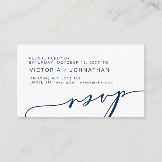 Moderne Romantik, NAVY BLUE, Wedding RSVP Begleitkarte (Vorderseite)
