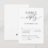 Moderne Romantik, Schwarzes Drehbuch, Hochzeitsess Begleitkarte (Vorne/Hinten)