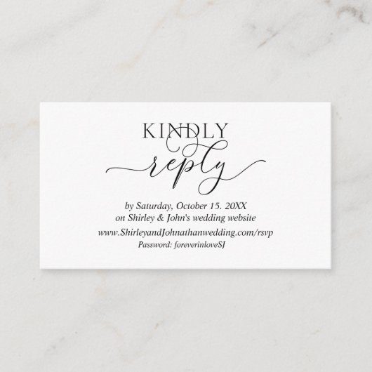 Moderne Romantik, Schwarzes Script, Online-Website Begleitkarte (Vorderseite)