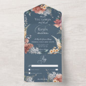 Moderne Romantische Blauer Garten Blumen Kein Aben All In One Einladung (Innen Boden)