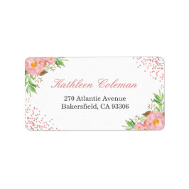 Moderne romantische botanische rosa Flora Confetti Adressaufkleber