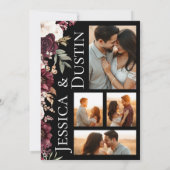 Moderne romantische Burgunder-Foto Hochzeit Einladung (Rückseite)