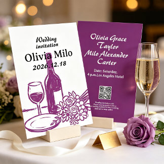 Moderne Romantische Chic Reiche Purpur Hochzeit El Einladung