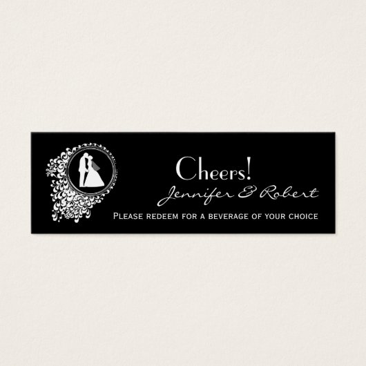 moderne romantische Couple Wedding Drinks Tickets (Vorderseite)
