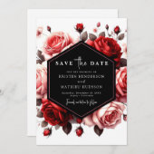 Moderne romantische Crimson Red Wedding Save The Date (Vorne/Hinten)