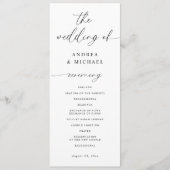 Moderne romantische Delikatessen Hochzeitsfeier Programm (Vorderseite)