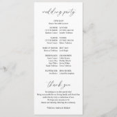 Moderne romantische Delikatessen Hochzeitsfeier Programm (Rückseite)