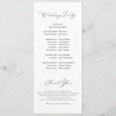 Moderne romantische Delikatessen Hochzeitsfeier Programm (Rückseite)