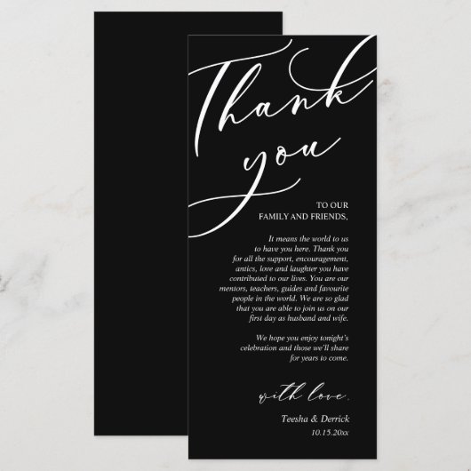 Moderne Romantische Dinner Place Einstellung Danke Programm (Vorne/Hinten)