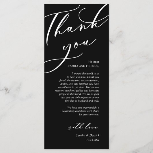 Moderne Romantische Dinner Place Einstellung Danke Programm (Vorderseite)