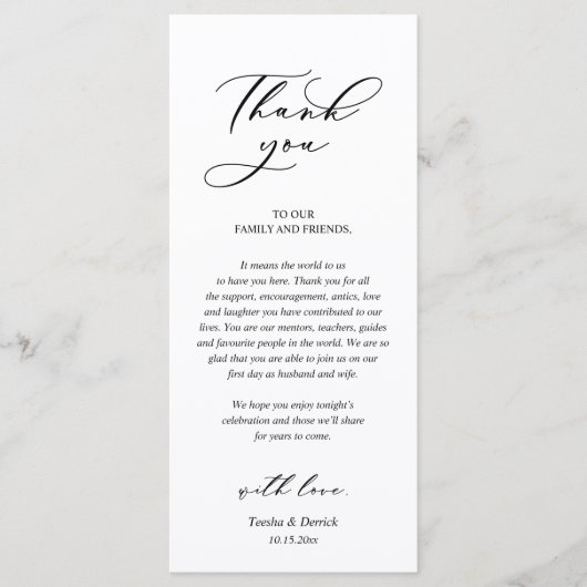 Moderne Romantische Dinner Place Einstellung Danke Programm (Vorderseite)