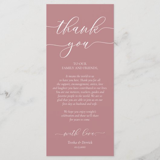 Moderne Romantische Dinner Place Einstellung Danke Programm (Vorderseite)